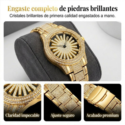 ⌚ ¡50% DE DESCUENTO AHORA! 💎 Reloj Iced-Out para Hombre con Dial Giratorio – Cristales Brillantes, Cuarzo Preciso y Vidrio Mineral Resistente ✨